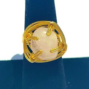 ✨ RUTILATED QUARTZ NATURAL WIREWRAPPED GEMSTONE CHUNKY RING ✨